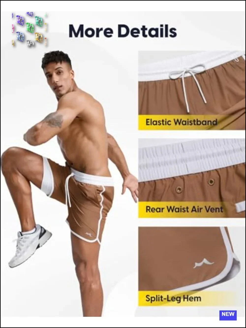 Men's 5 Inch Running Shorts with Built-in Liner, 4-Way Stretch Athletic Gym